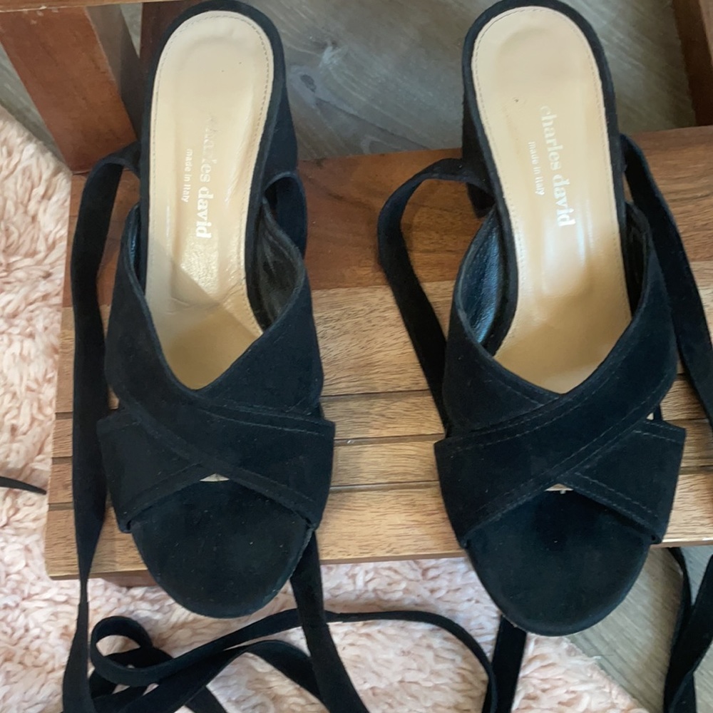 Charles David Blossom Wrap Open Toe Block Heel - image 4